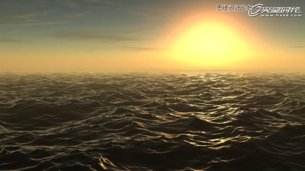 使用3ds Max创建平静的海面和美丽的夕阳